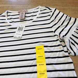 New WithTags ~Philosophy Ruffle Sleeve Tee~ Premise  Color: Black & White Stripe